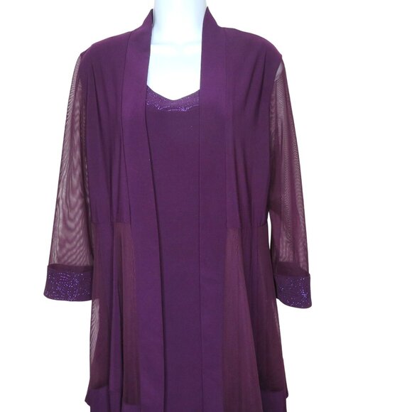 R&M Richards Dress Jacket S Plum Purple Shimmer Sheer Cruise Wedding Party - Picture 10 of 16